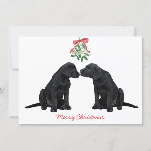Cartes Pour Fêtes Annuelles Black Labrador Mistletoe mignon Chien Chien Chien 