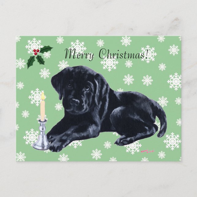 Cartes Pour Fêtes Annuelles Black Labrador Retriever Christmas Snowflo (Devant)