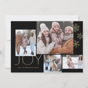 Cartes Pour Fêtes Annuelles Black Modern Gold Simple Multi-photo