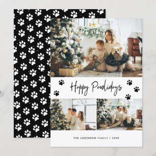 Cartes Pour Fêtes Annuelles Black Pet Propriétaire Photo Collage Joyeux Pawlid