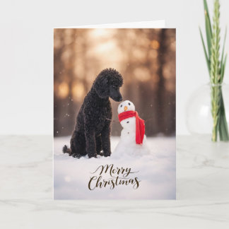 Cartes Pour Fêtes Annuelles Black Poodle Christmas Snowman
