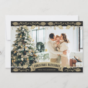Cartes Pour Fêtes Annuelles Black Religious Holly Photo Bénédictions de Noël