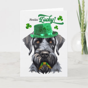 Cartes Pour Fêtes Annuelles Black Schnauzer Dog Feelin' Lucky St Patrick's Day