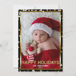 Cartes Pour Fêtes Annuelles Black Silver & Gold Parties scintillant Modern Hol