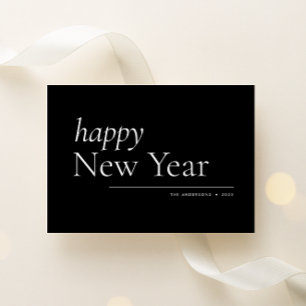 Cartes Pour Fêtes Annuelles Black Simple Serif Bonne année