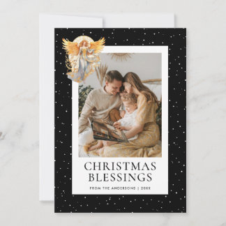 Cartes Pour Fêtes Annuelles Black Snowy Angel Christmas Blessings Photo