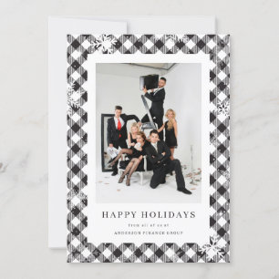Cartes Pour Fêtes Annuelles Black White Buffalo Plaid Snowflake