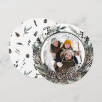 Black Winter Pine Cône Wire Round Photo Holiday