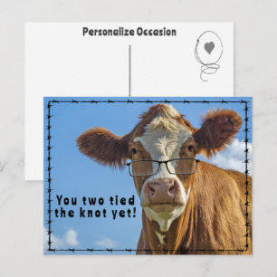 Cartes Pour Fêtes Annuelles Blague de mariage de vache western drôle de style 