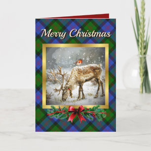 Cartes Pour Fêtes Annuelles Blair Stag & Robin Tartan Personnalisé
