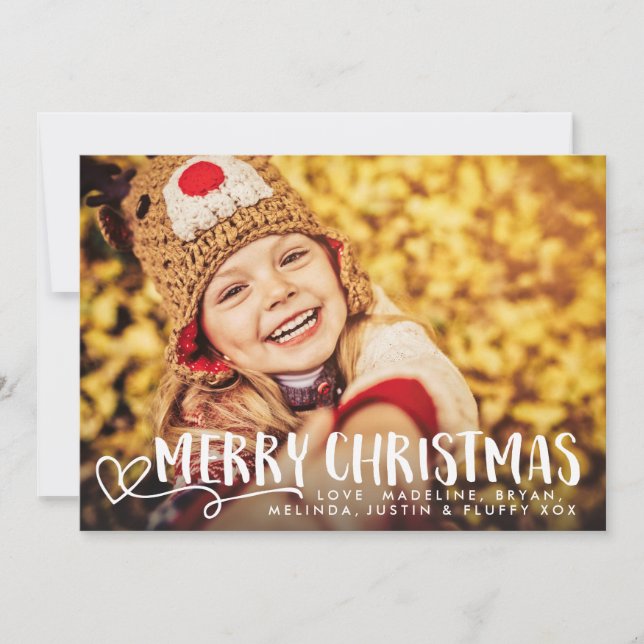Cartes Pour Fêtes Annuelles Blanc de Joyeux Noël recouvrement de photo de 2018 (Devant)