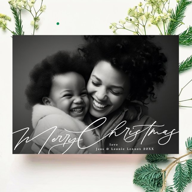 Cartes Pour Fêtes Annuelles Blanc Joyeux Noël Elegant Splendor Photo (Créateur téléchargé)