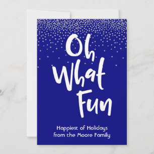 Cartes Pour Fêtes Annuelles Blanc Oh Quelle Joie avec Confitte Navy et Argent