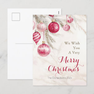 Cartes Pour Fêtes Annuelles Blanc rose Ornements Vintages Noël