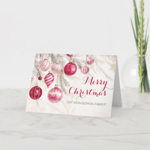 Cartes Pour Fêtes Annuelles Blanc rose Ornements Vintages Noël