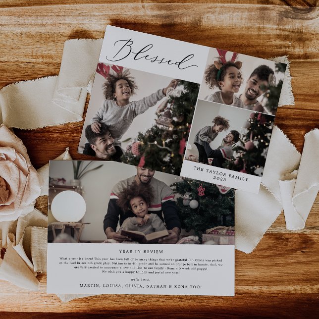 Cartes Pour Fêtes Annuelles Blessé délicat 4 Photo Noël Newsletter (Créateur téléchargé)