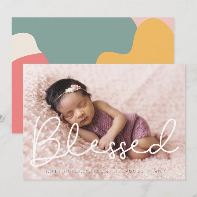 Cartes Pour Fêtes Annuelles Blessé Script mignon Inspirationnel photo (Devant / Derrière)