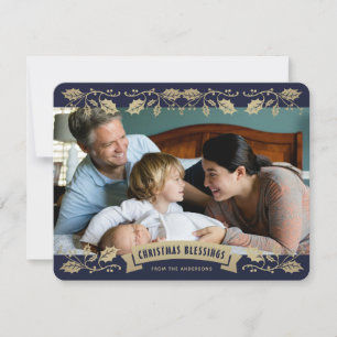 Cartes Pour Fêtes Annuelles Blessures de Noël Bleues Baies de Saints Photo
