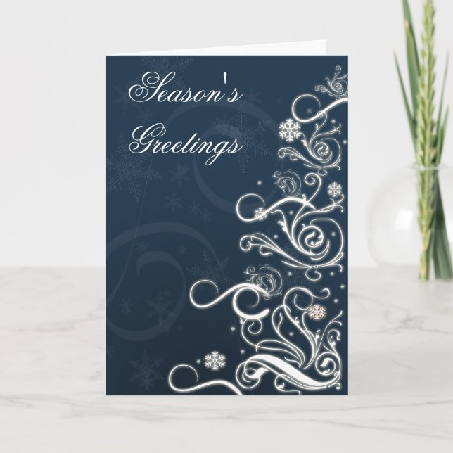 Cartes Pour Fêtes Annuelles Bleu Blanc Arbre de Noël Caporal Holiday (Devant)