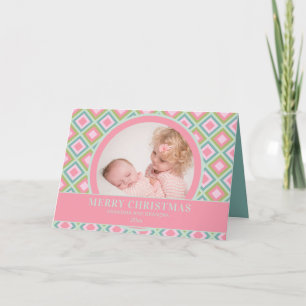 Cartes Pour Fêtes Annuelles Bleu bleu rose vert de Noël Grand-père Photo