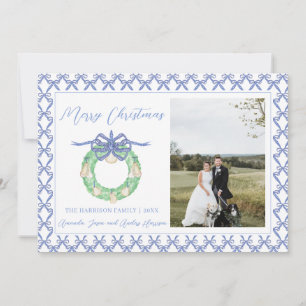 Cartes Pour Fêtes Annuelles Bleu Bow Coastal Christmas Grandmillenium Photo