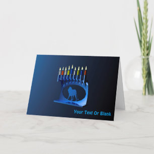 Cartes Pour Fêtes Annuelles Bleu brillant Chanukkah Menorah