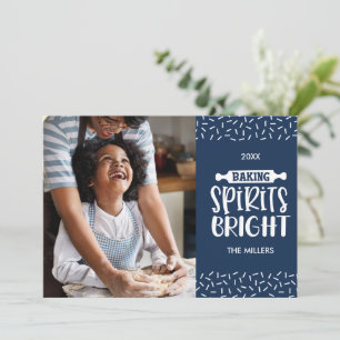 Cartes Pour Fêtes Annuelles Bleu   Christmas Baking Spiritueux Photo
