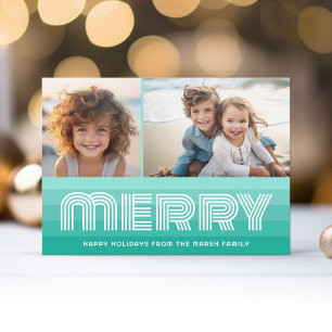 Cartes Pour Fêtes Annuelles Bleu d'Aquamarine - Joyeux 2 Photo