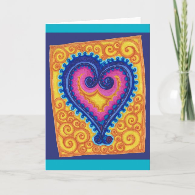 Cartes Pour Fêtes Annuelles Bleu de coeur (Devant)