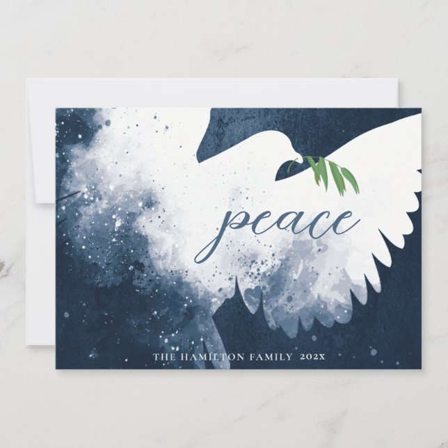 Cartes Pour Fêtes Annuelles Bleu de la Marine de la colombe (Devant)