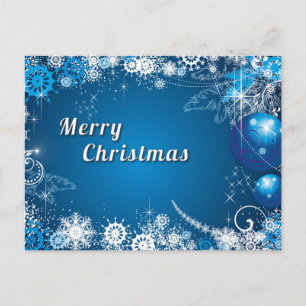 Cartes Pour Fêtes Annuelles Bleu Elegant Neige Balls Arbre Joyeux Noël