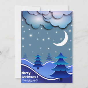 Cartes Pour Fêtes Annuelles Bleu Elegant Neige Balls Arbre Joyeux Noël