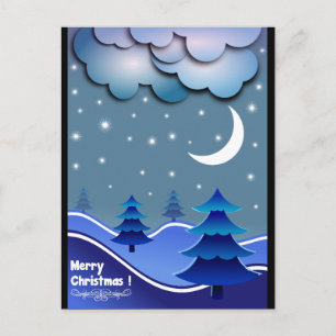Cartes Pour Fêtes Annuelles Bleu Elegant Neige Balls Arbre Joyeux Noël