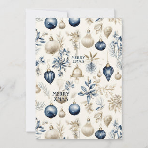 Cartes Pour Fêtes Annuelles Bleu et beige Noël Ornements Motif