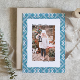 Cartes Pour Fêtes Annuelles Bleu et blanc Fair Isle Knit Motif Noël