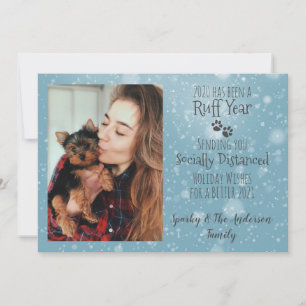 Cartes Pour Fêtes Annuelles Bleu et gris, Empreintes de pattes de chien ruff A