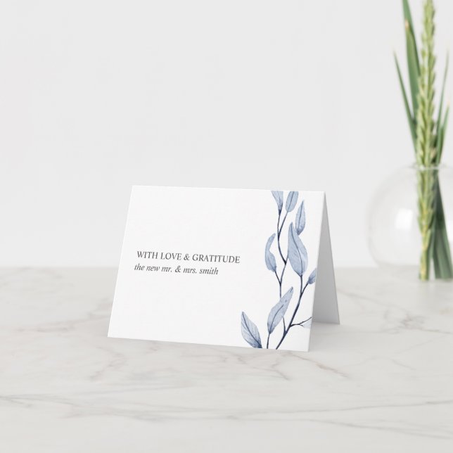 Cartes Pour Fêtes Annuelles Bleu éthérée | chic botanique merci (Devant)