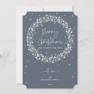 Cartes Pour Fêtes Annuelles Bleu gris brillant Joyeux Noël