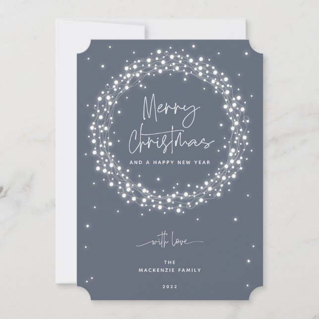 Cartes Pour Fêtes Annuelles Bleu gris brillant Joyeux Noël (Devant)