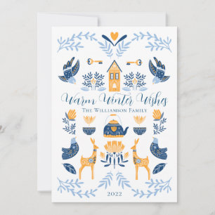 Cartes Pour Fêtes Annuelles Bleu hybride   Jaune Unique Chaleureux Souhaits D'