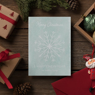 Cartes Pour Fêtes Annuelles Bleu Joyeux Noël Joyeux Nouvel An Flocon de neige