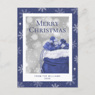 Cartes Pour Fêtes Annuelles Bleu Joyeux Noël Snowflake