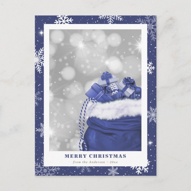 Cartes Pour Fêtes Annuelles Bleu Joyeux Noël Snowflake (Devant)