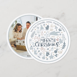 Cartes Pour Fêtes Annuelles Bleu Joyeux Noël Typographie personnalisée