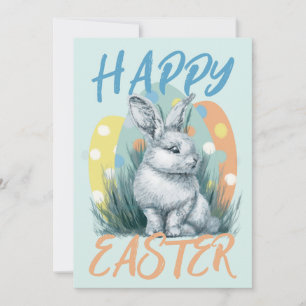 Cartes Pour Fêtes Annuelles bleu lapin de pâques coloré