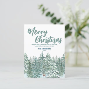 Cartes Pour Fêtes Annuelles Bleu Merry xmas forêts Moderne pluviers Vacances