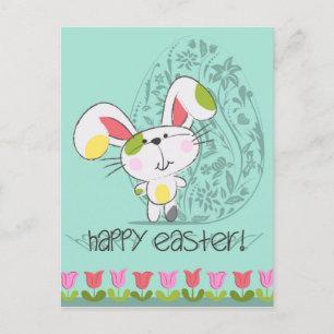 Cartes Pour Fêtes Annuelles Bleu mignon Joyeux lapin de Pâques