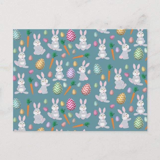 Cartes Pour Fêtes Annuelles Bleu mignon lapin lapin Motif (Devant)