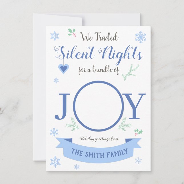 Cartes Pour Fêtes Annuelles Bleu mignon nuits Silent bundle de joie (Devant)