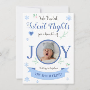 Cartes Pour Fêtes Annuelles Bleu mignon nuits Silent bundle de joie